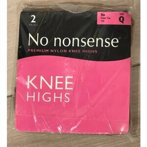 No Nonsense Premium Nylon Knee Highs 2 Pair Sheer Toe Tan Size Q Made in Italy